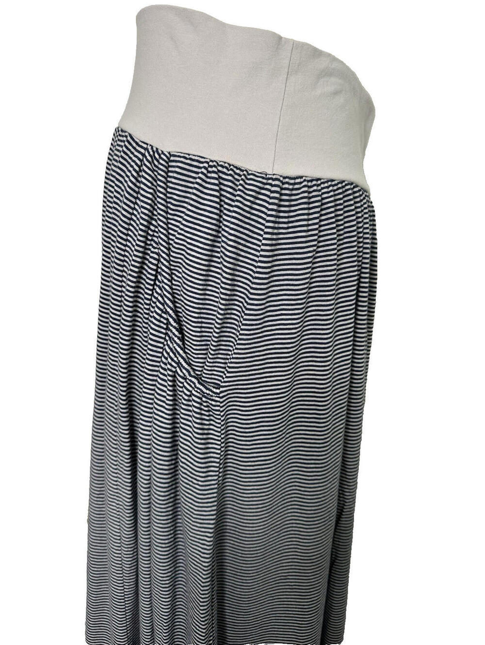 Garnet Hill Favorite Maxi Skirt Pockets Lagenlook Womens XL Navy Blue Striped - Picture 6 of 9